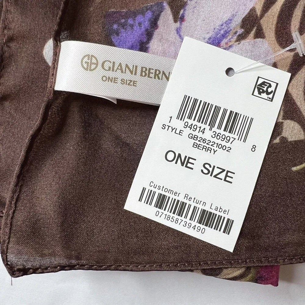 Giani‎ Bernini Floral Loop Square Scarf Brown New